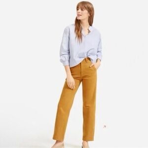 Everlane Crop Mustard Gold Straight Leg Jeans Chic Classic Fall Denim